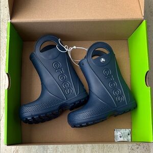 NEW in box CROCS Kids Dark Blue Rain Boots